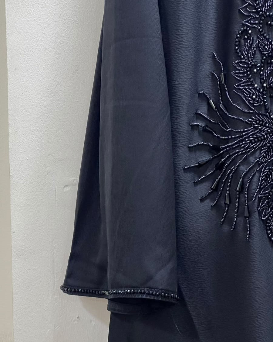 Elegant Abaya Set with Hand-Embroidered Chiffon Shrug & Matching Dupatta (S08)